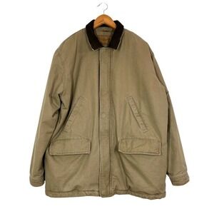 Sonoma Insulated Field Jacket Mens L Tan‎ Canvas Plaid Lined Barn Chore Coat